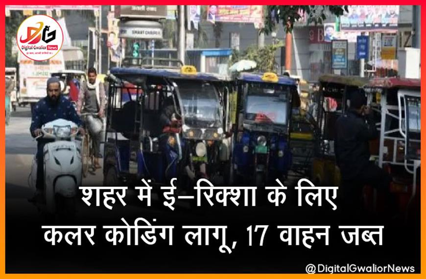 शहर में ई-रिक्शा के लिए कलर कोडिंग लागू, 17 वाहन जब्त
