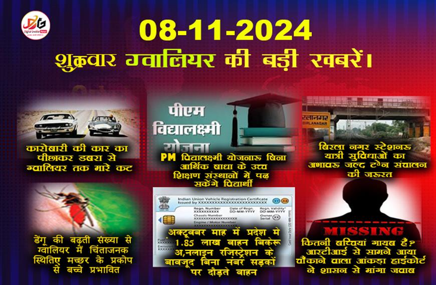 ग्वालियर न्यूज़ हिंदी में 8 नवंबर की बड़ी खबर